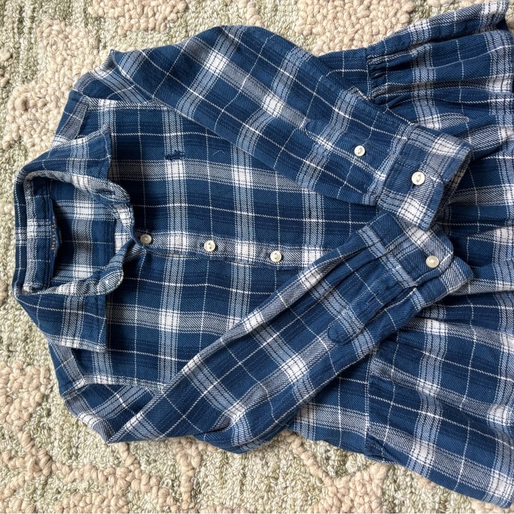 Blue Plaid Button-Up Shirt